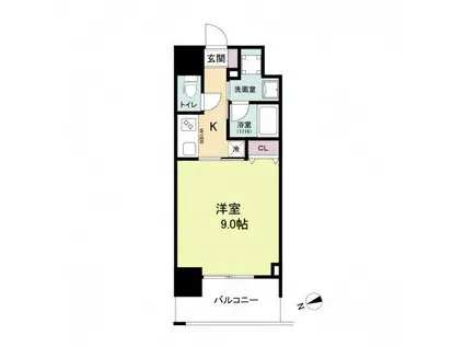 ブリリアンクラス河原町(1K/13階)の間取り写真