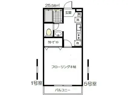 グランマークス(1K/2階)の間取り写真