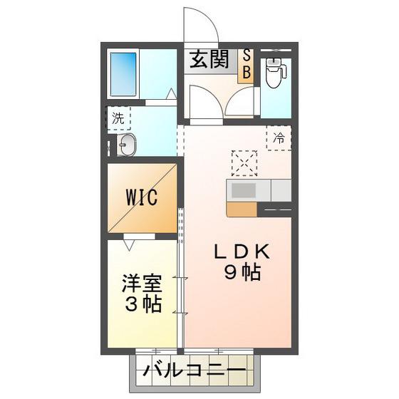近鉄名古屋線 江戸橋駅 徒歩9分 2階建 築19年(1LDK/1階)の間取り写真