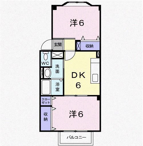 アンシャンテ(2DK/2階)の間取り写真