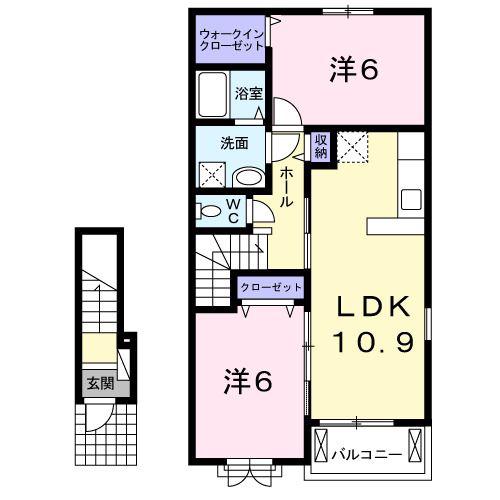 ニュー インプレスB(2LDK/2階)の間取り写真