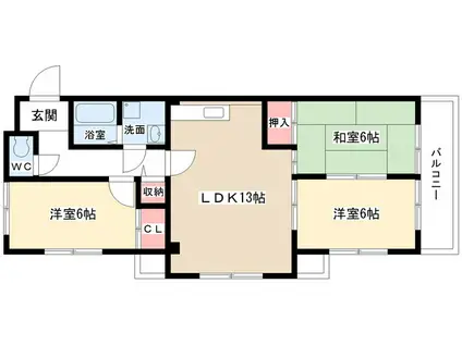エクセル川本パートII(3LDK/6階)の間取り写真