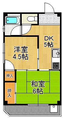 メゾン堀池(2DK/2階)の間取り写真