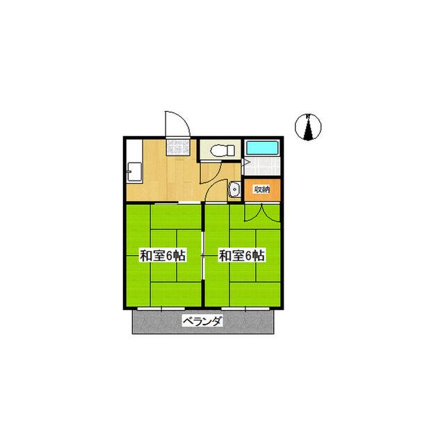 ハイツ大野(2K/2階)の間取り写真