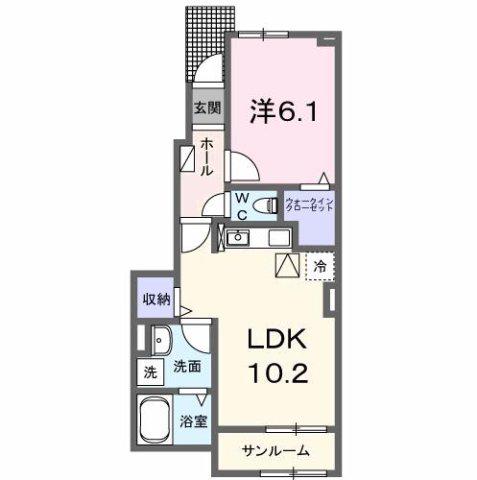 ミナ タウン(1LDK/1階)の間取り写真
