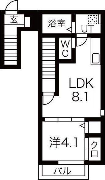 BEFINE門前町(1LDK/2階)の間取り写真