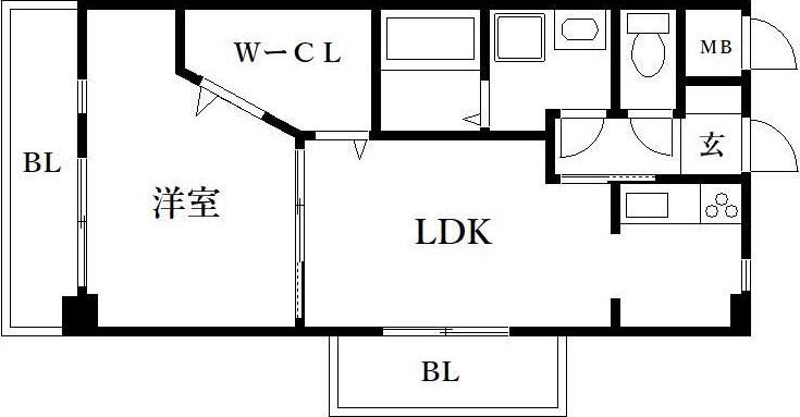 アミティエ博多駅南(1LDK/6階)の間取り写真