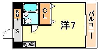 サムティ灘駅前(ワンルーム/2階)の間取り写真
