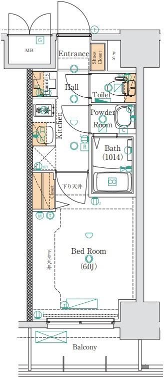 MAXIV大須観音(1K/12階)の間取り写真