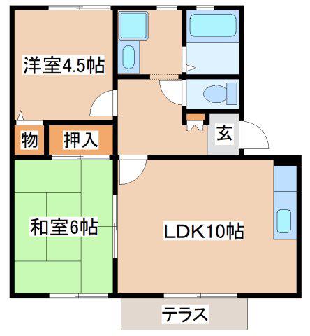 コニー行幸(2LDK/1階)の間取り写真