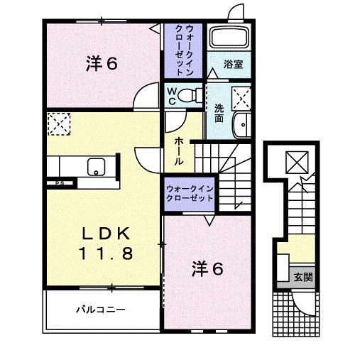 エアリー・ハウスI(2LDK/2階)の間取り写真