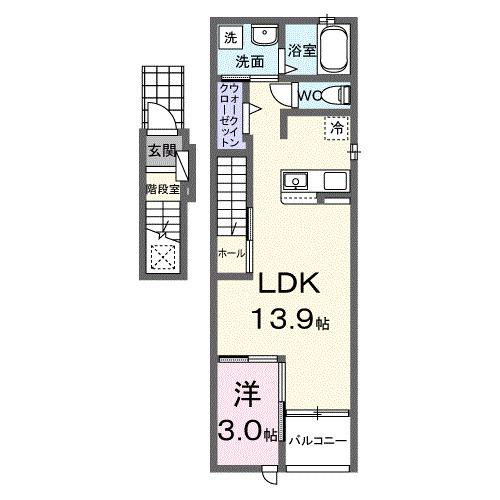 マーベラスK3 B(1LDK/2階)の間取り写真
