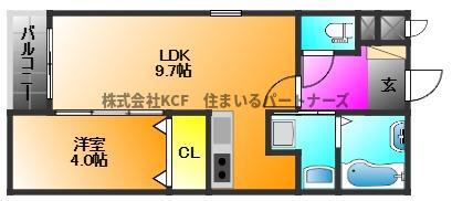 メテオール久留米本町(1LDK/5階)の間取り写真