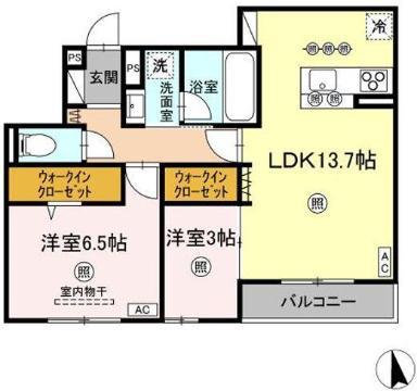 D-RESIDENCE川口3丁目E(2LDK/2階)の間取り写真