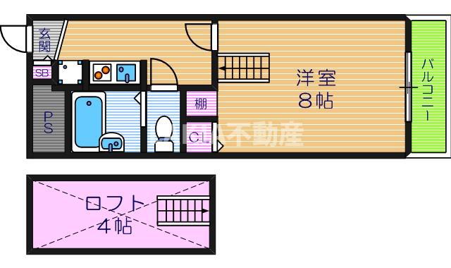 ビコロール東住吉(1K/1階)の間取り写真