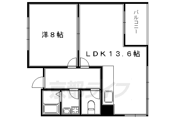 京福修学院第2マンション(1LDK/2階)の間取り写真