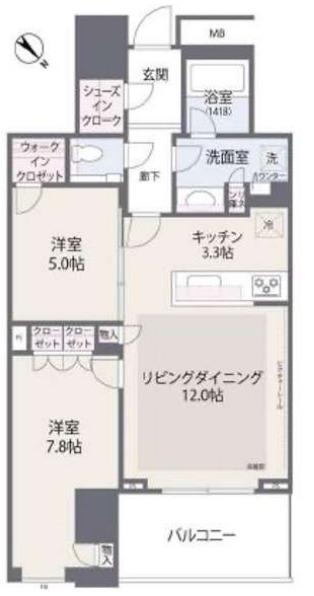 クロスエアタワー(2LDK/19階)の間取り写真