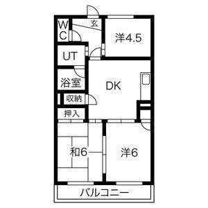 シャルム美郷(2LDK/3階)の間取り写真