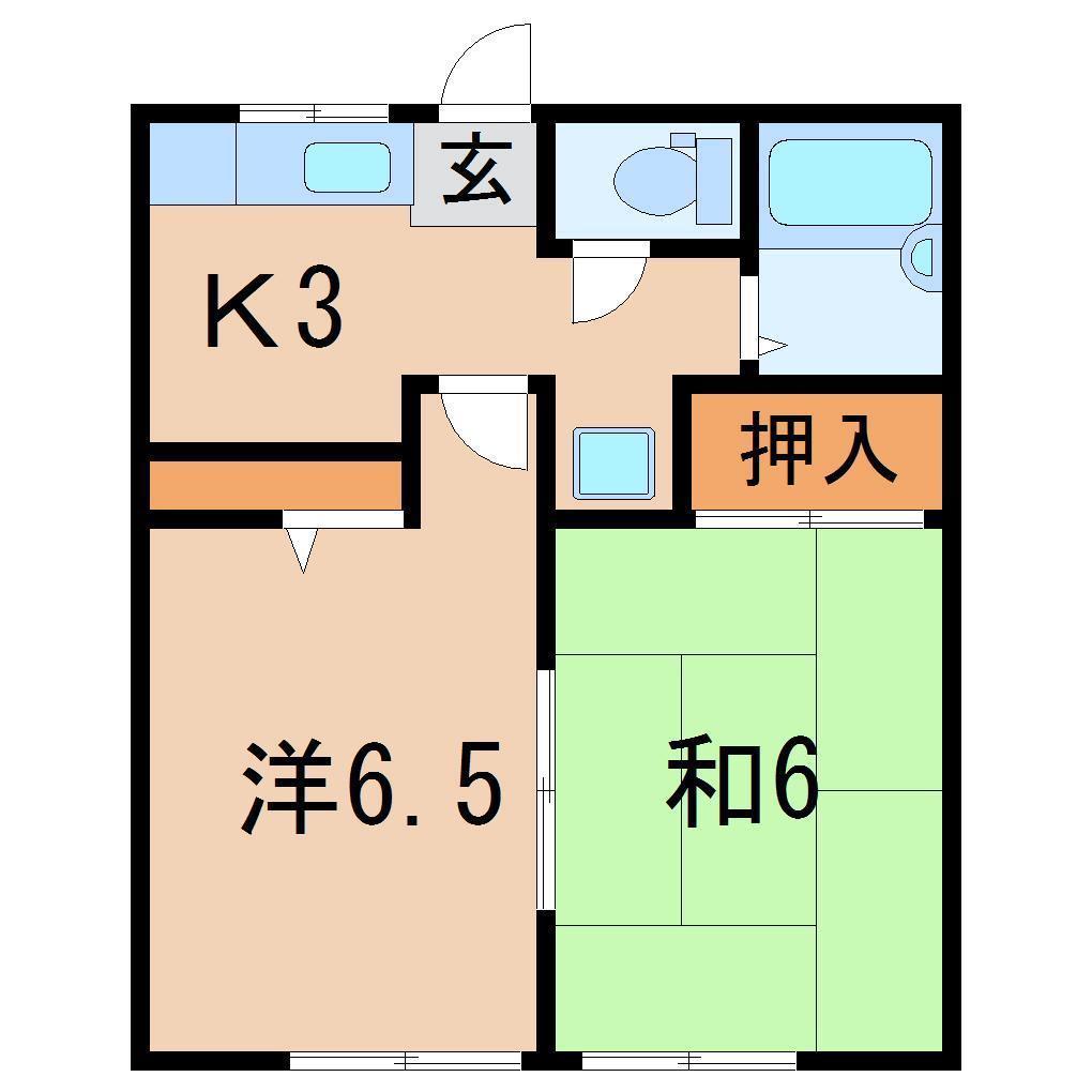 サンハイツKーA(2K/1階)の間取り写真