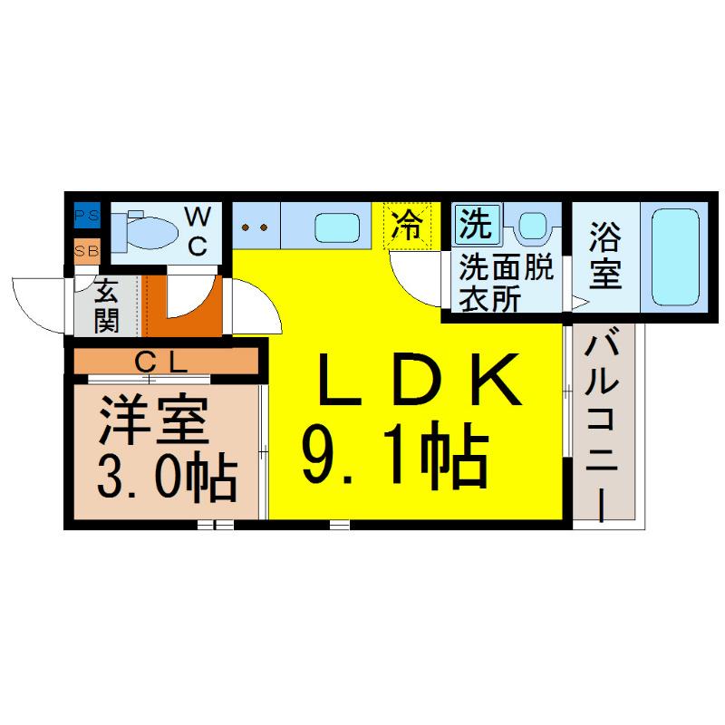 GRANDTIC ETINCELLE(1LDK/1階)の間取り写真
