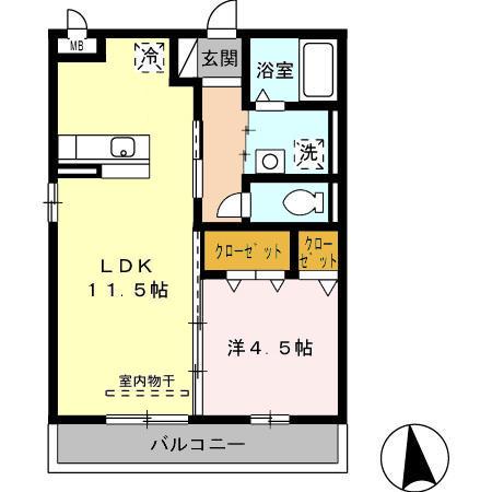 ロイヤルナイン(1LDK/2階)の間取り写真