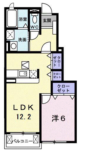 サンローズII(1LDK/1階)の間取り写真