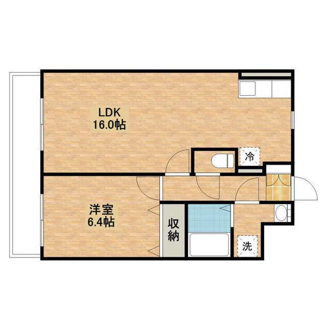 モアベリー(1LDK/1階)の間取り写真
