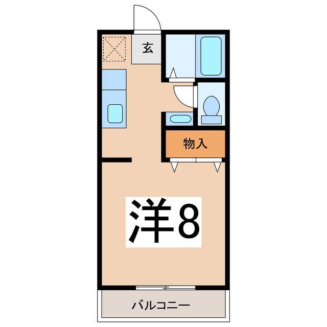 ハイツクヌギ(1K/2階)の間取り写真