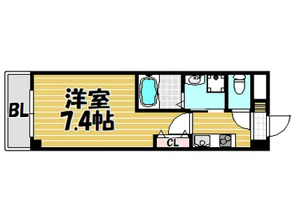 ジェンシア放出(1K/1階)の間取り写真