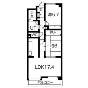 フロンティアホームズ芦屋阪神西宮店(2LDK/5階)の間取り写真