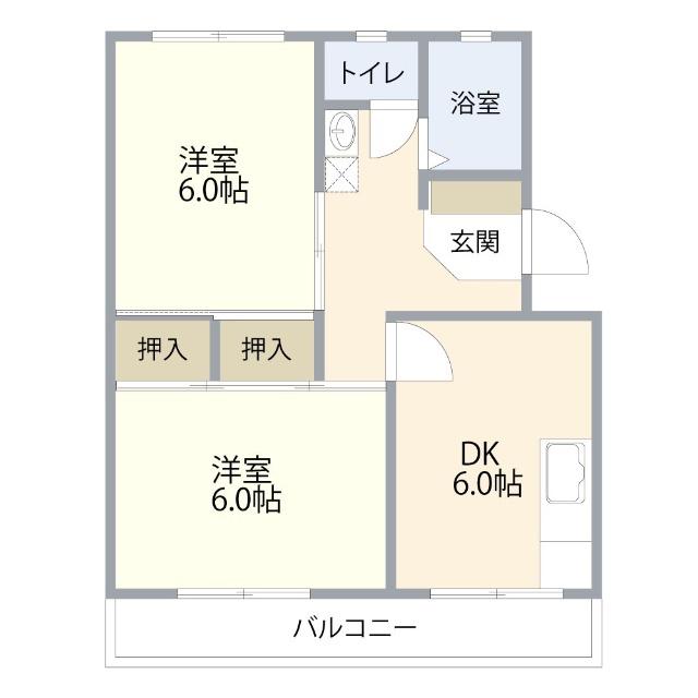 セントポーリアA(2DK/3階)の間取り写真
