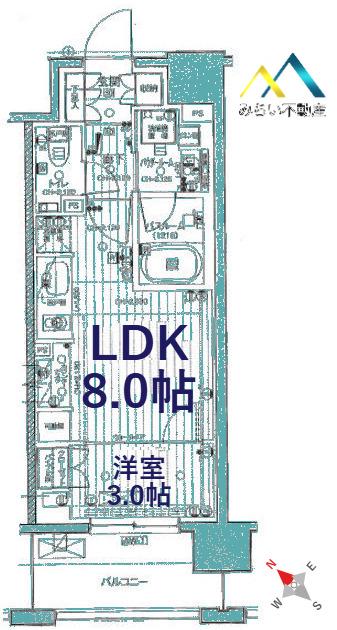 デュオステージ横濱桜木町(1LDK/6階)の間取り写真