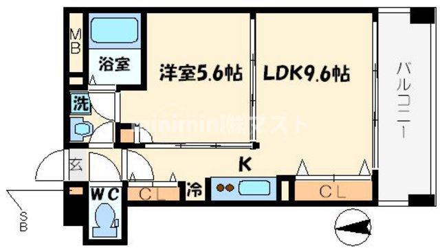アーデンタワー立売堀(1LDK/11階)の間取り写真