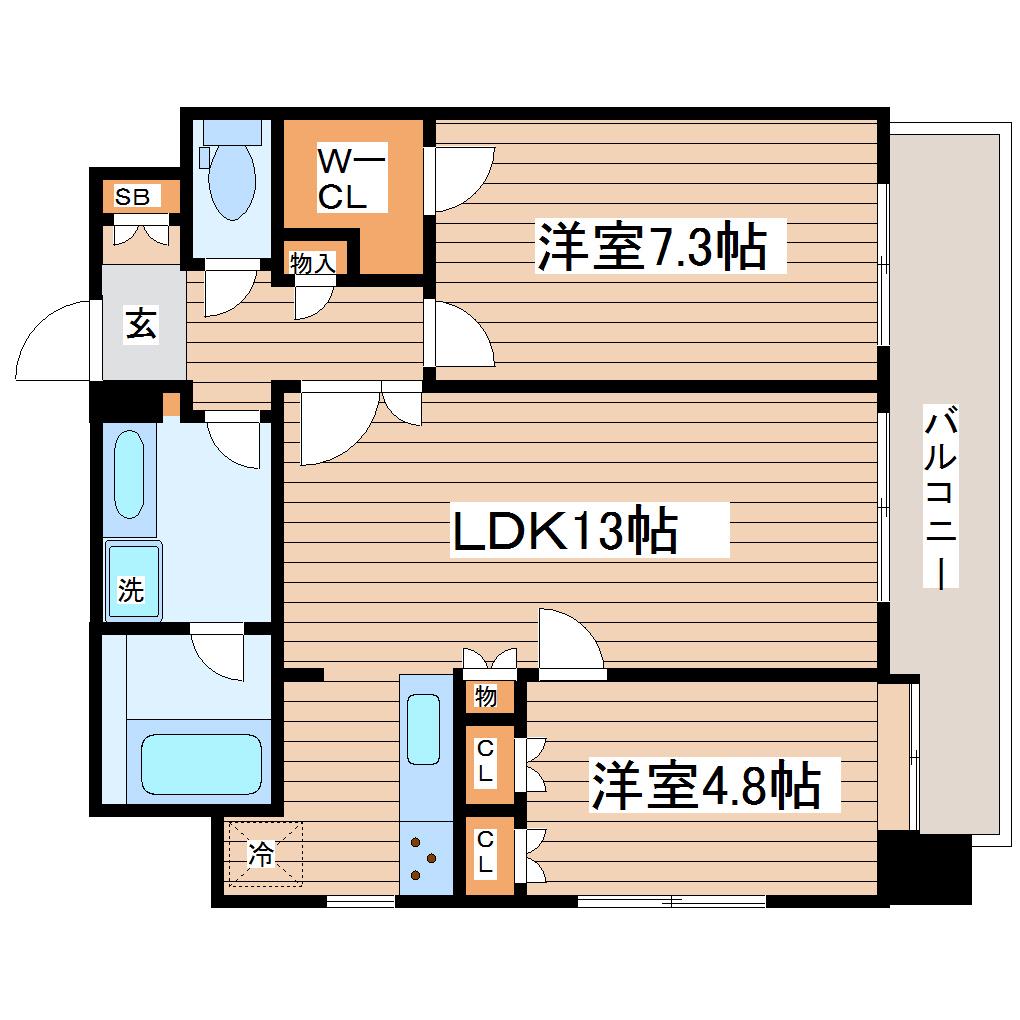 RAMSESA仙台駅前ターミナル(2LDK/4階)の間取り写真
