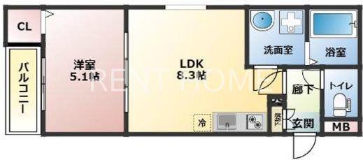 D.CREART松原FELIZ(1LDK/2階)の間取り写真