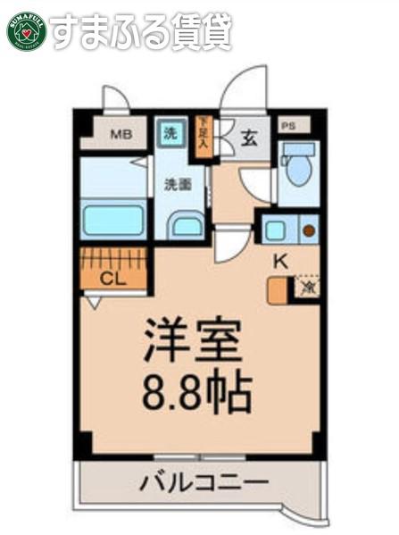 エスト南安城(1K/2階)の間取り写真