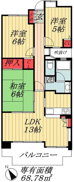 ローズガーデン新浦安参番館(3LDK/4階)の間取り写真