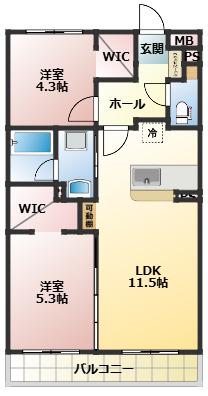 ARTH平松(2LDK/2階)の間取り写真