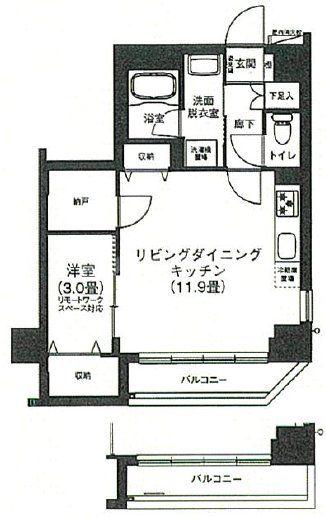 アイルプレミアム押上ノルド(1SLDK/4階)の間取り写真