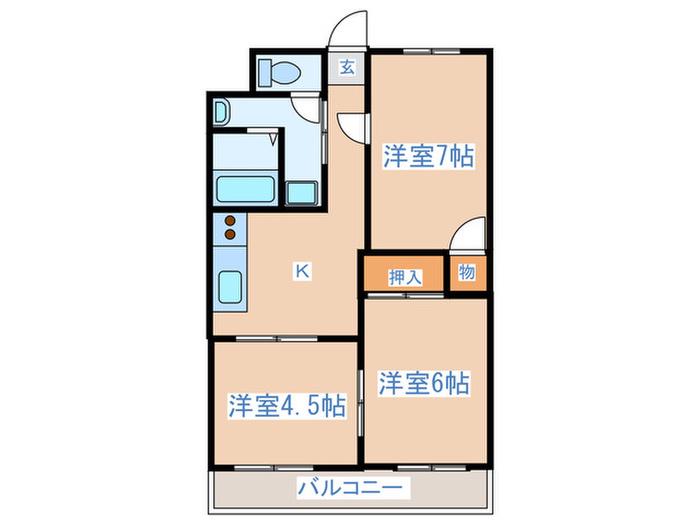出浦コーポⅢ(3K/2階)の間取り写真