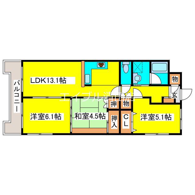 パレスニーノ北広島(3LDK/3階)の間取り写真