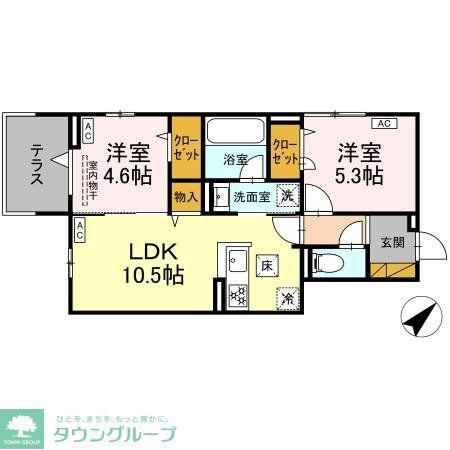 DーLOTUS(2LDK/1階)の間取り写真