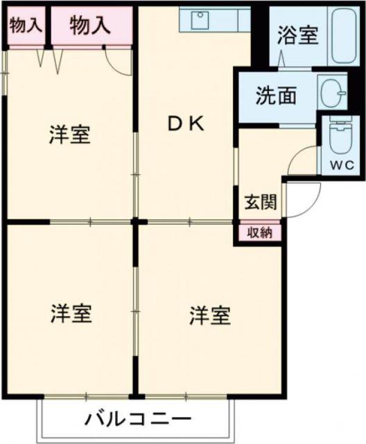 バリュージュ宮(3DK/1階)の間取り写真