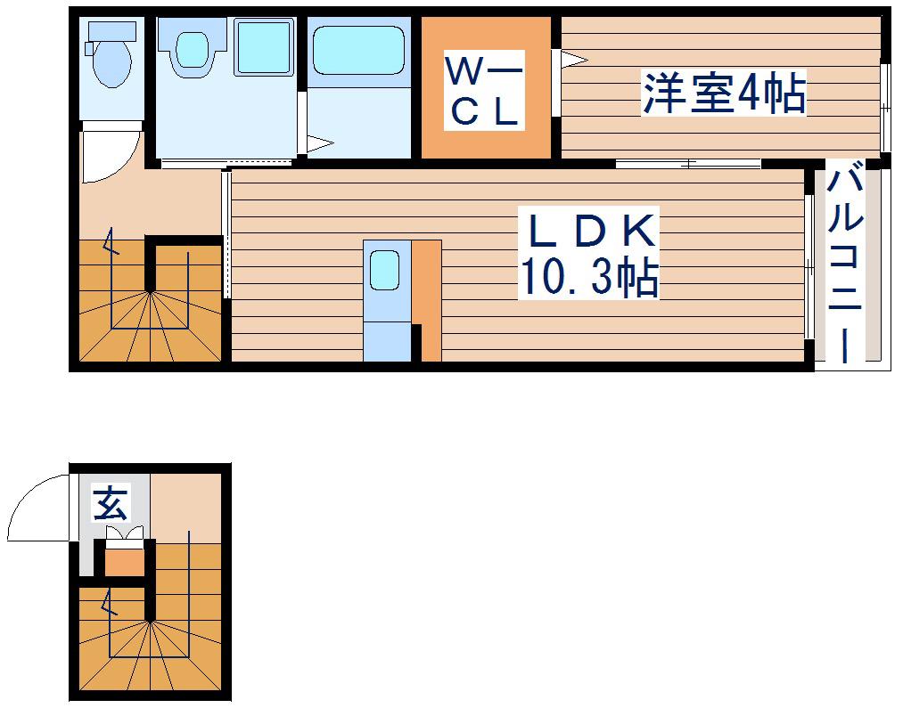 プランドール(1LDK/2階)の間取り写真