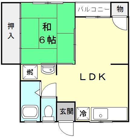 プレゼンス紀伊II(1LDK/2階)の間取り写真
