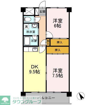ソレアードミシマ(2DK/2階)の間取り写真