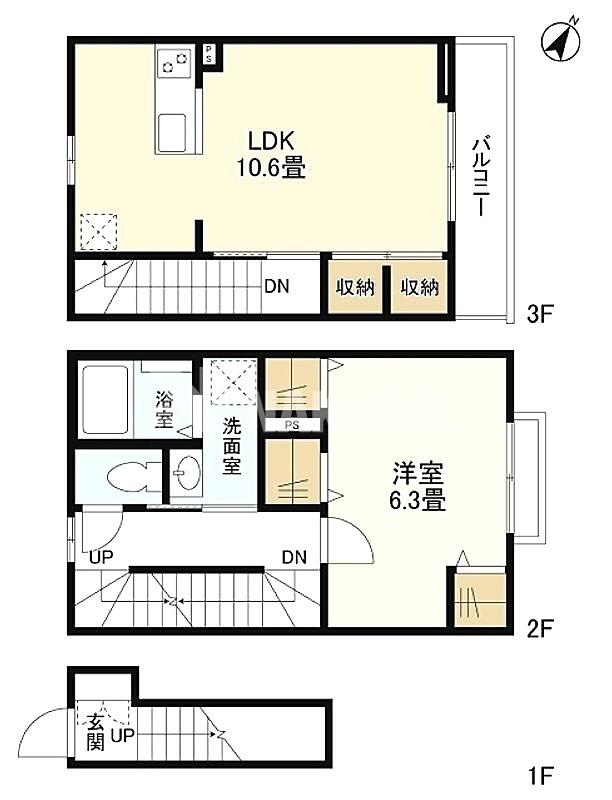 ウェルスクエア目黒中町(1LDK/2階)の間取り写真