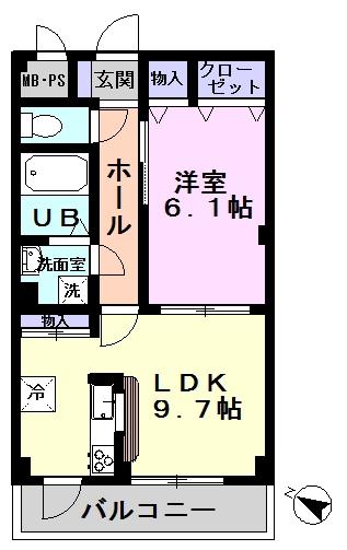 ARTEIII南流山(1LDK/3階)の間取り写真