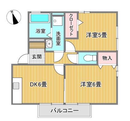 バッキンガムパレス(2DK/2階)の間取り写真