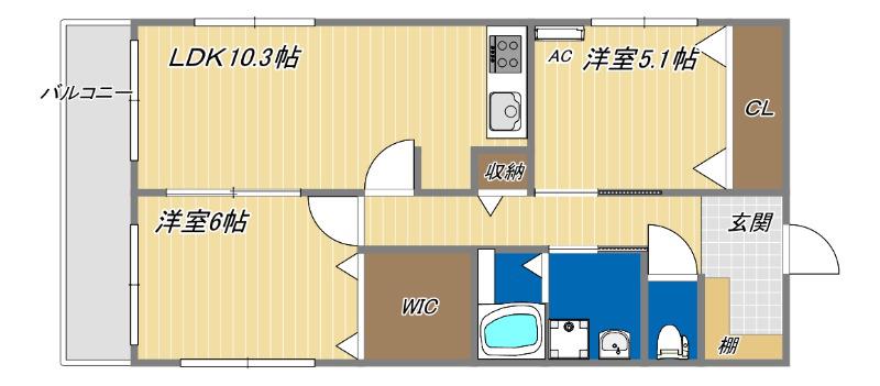 NETーK江井島(2LDK/3階)の間取り写真